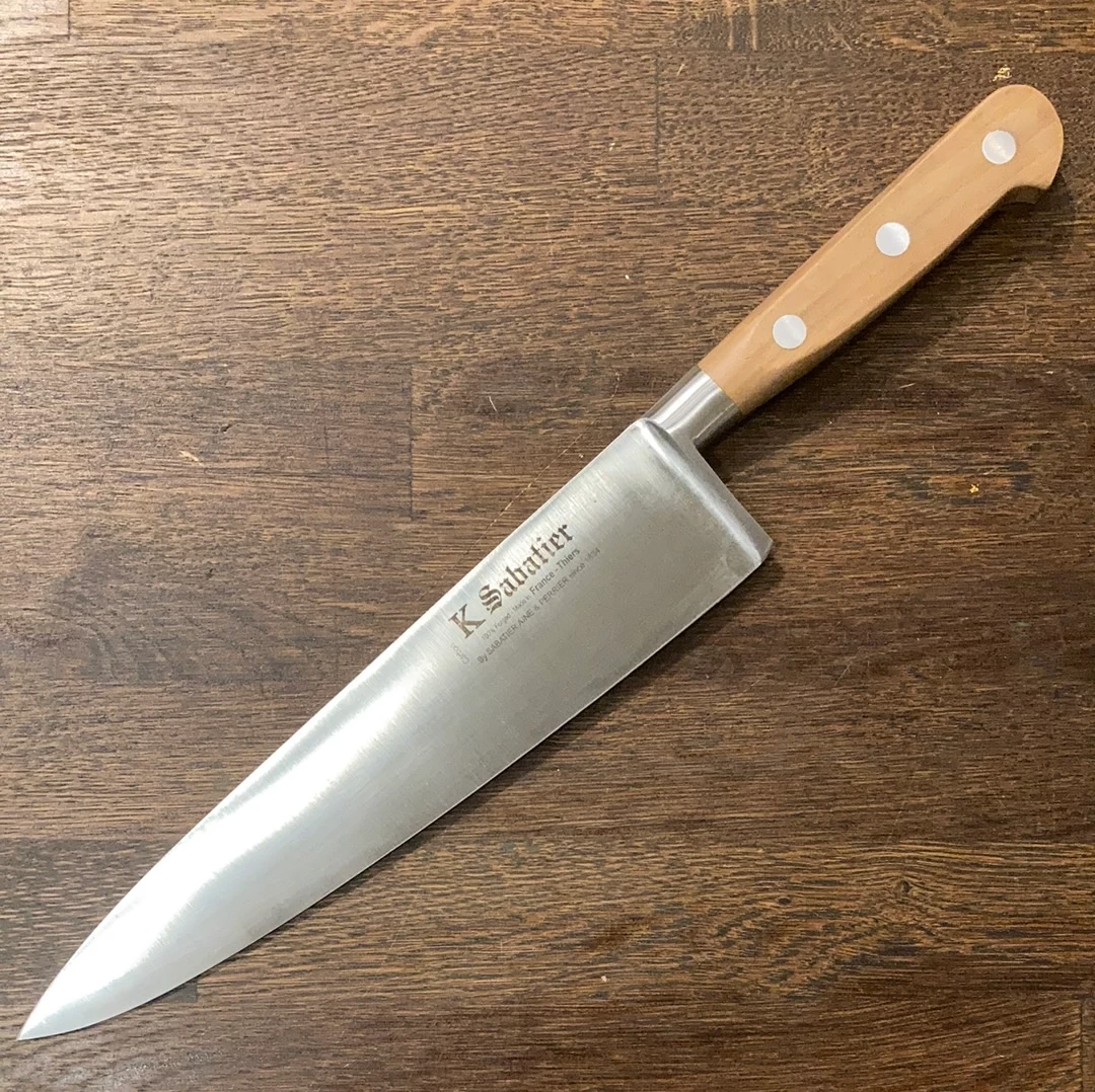 K Sabatier Authentique 9" Chef Carbon Steel Olive 3 K Sabatier Authentique 9" Chef Carbon Steel Olive