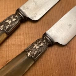 Vintage Au Kabile Table Knives Art Nouveau Carbon Steel & Horn France Set Of 4 -Knife shop image 3b714844 fcd1 43dd abc6 63a8f7ca8944