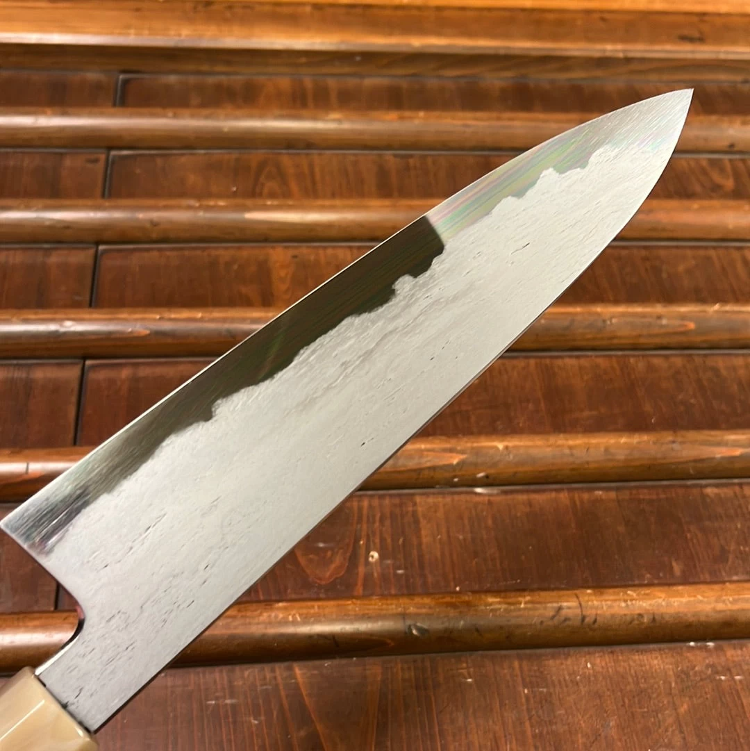 Tetsujin Hamono 210mm Gyuto Aogami 2 Wrought Iron Blonde Ebony 9 Tetsujin Hamono 210mm Gyuto Aogami 2 Wrought Iron Blonde Ebony - Image 7