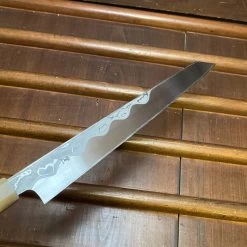 Seconds - Hitohira Tanaka Manzo 270mm LEFTY Kiritsuke Yanagi Aogami 1 Damascus Ebony With Saya -Knife shop image 3ff451c6 4e0c 4807 bf62 b2dac9950f95