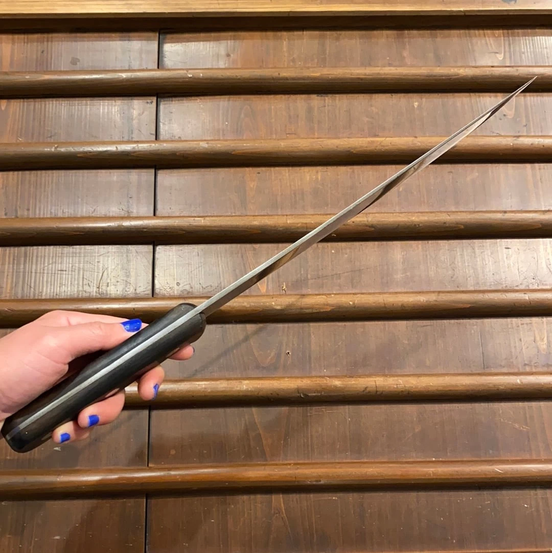 Vintage J.A. Henckels 10” Scimitar Carbon Steel 48-10” 1950’s Solingen VGC 6 Vintage J.A. Henckels 10” Scimitar Carbon Steel 48-10” 1950’s Solingen VGC - Image 4