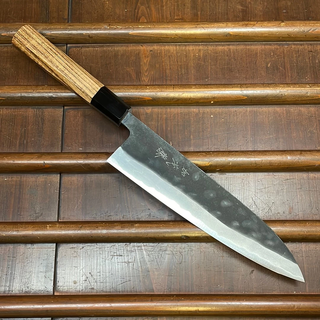 Kamo Shiro 210mm Gyuto AS Kurouchi Carbon 3 Layers Teak Horn 3 Kamo Shiro 210mm Gyuto AS Kurouchi Carbon 3 Layers Teak Horn