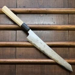 Sakai Kikumori X Bernal Cutlery Sori 240mm Kiritsuke Sujihiki Aogami 1 Suminagashi