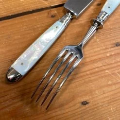 Vintage Fein Stahl Buckels Table Knife & Fork Hand Ground Mother Of Pearl 1900-1920's? 14 Vintage Fein Stahl Buckels Table Knife & Fork Hand Ground Mother Of Pearl 1900-1920's? -Knife shop image 5092f2b3 d51d 4e37 9338 8b465fa79213