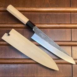 Sakai Kikumori Nakagawa 210mm Gyuto Shirogami 1 Kurouchi Ho Wood With Saya