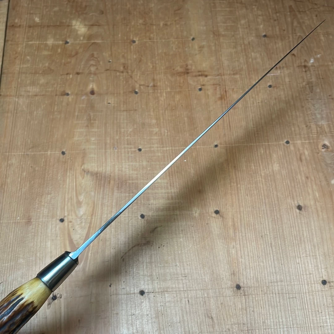 Vintage American Nogent Style 12" Chef Forged Carbon Steel Antler Re-Handle 8 Vintage American Nogent Style 12" Chef Forged Carbon Steel Antler Re-Handle - Image 6