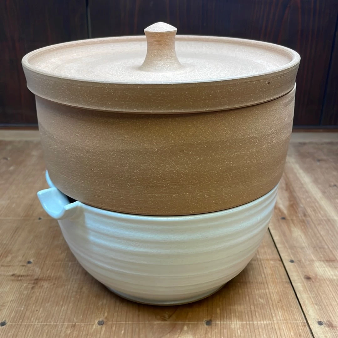 Millet & Hammer Terracotta / White Ceramic Microgreen Sprouter 4 Millet & Hammer Terracotta / White Ceramic Microgreen Sprouter - Image 2