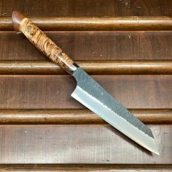 Nigara Hamono SG2 150mm Honesuki Kaku Kurouchi Tsuchime Stabilized Maple Burl Western Handle