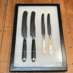 Vintage Antique German Table Knives In Shadow Box Henckels & Gottleib Late 19th Early 20th C