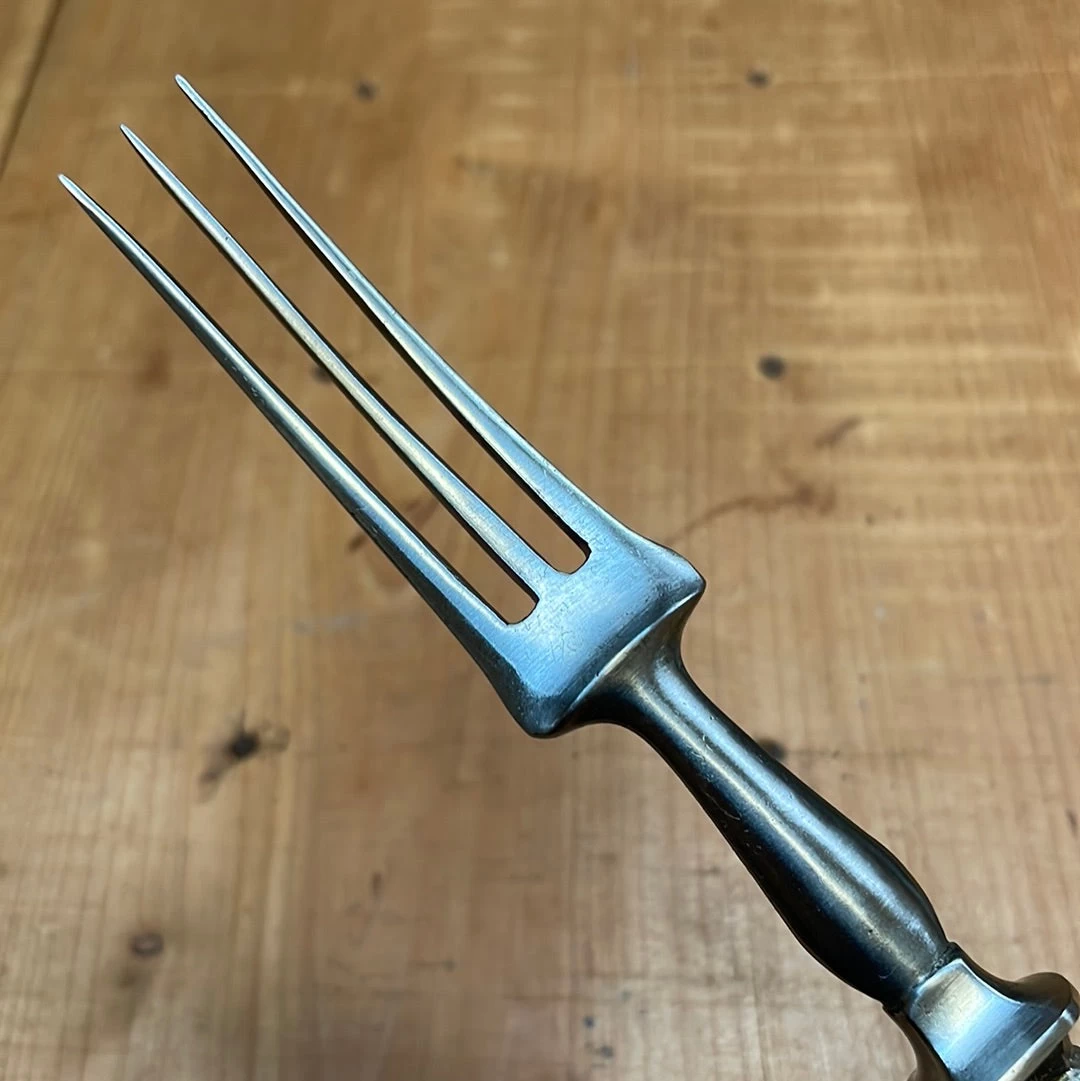 Vintage Fork And Knife Set Forged Carbon Steel & Coin Silver (?) German ? Late 19th C 7 Vintage Fork And Knife Set Forged Carbon Steel & Coin Silver (?) German ? Late 19th C - Image 5