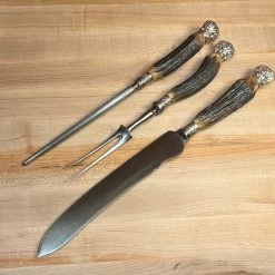 Vintage SL&S Sheffield Ltd Cutlers Carving Set Carbon Steel & Stag ~1900-1920 -Knife shop image 6f1772b0 ba82 4519 a783 d41e32eb3c1a