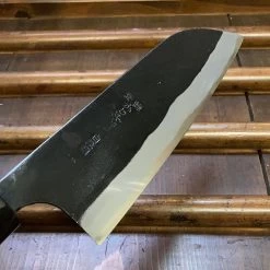 Kaji-bei 165mm Santoku Iron Clad Shirogami 2 Kurouchi Buffalo Horn -Knife shop image 72ffbef2 2306 4121 9989 233b6ad02158