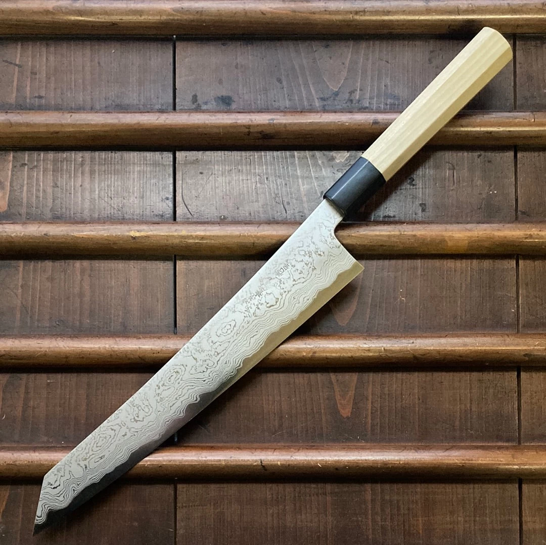 Sakai Kikumori X Bernal Cutlery Sori 270mm Kiritsuke Sujihiki Aogami 1 Suminagashi 4 Sakai Kikumori X Bernal Cutlery Sori 270mm Kiritsuke Sujihiki Aogami 1 Suminagashi - Image 2