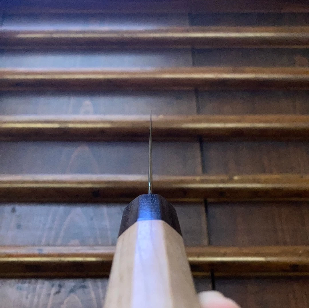 Hitohira SKR 210mm Gyuto Stainless Cherry Handle 7 Hitohira SKR 210mm Gyuto Stainless Cherry Handle - Image 5