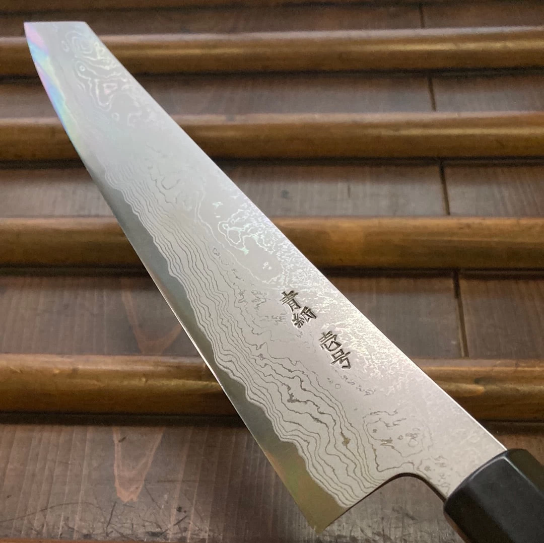 Sakai Kikumori X Bernal Cutlery Sori 240mm Kiritsuke Sujihiki Aogami 1 Suminagashi 8 Sakai Kikumori X Bernal Cutlery Sori 240mm Kiritsuke Sujihiki Aogami 1 Suminagashi - Image 6
