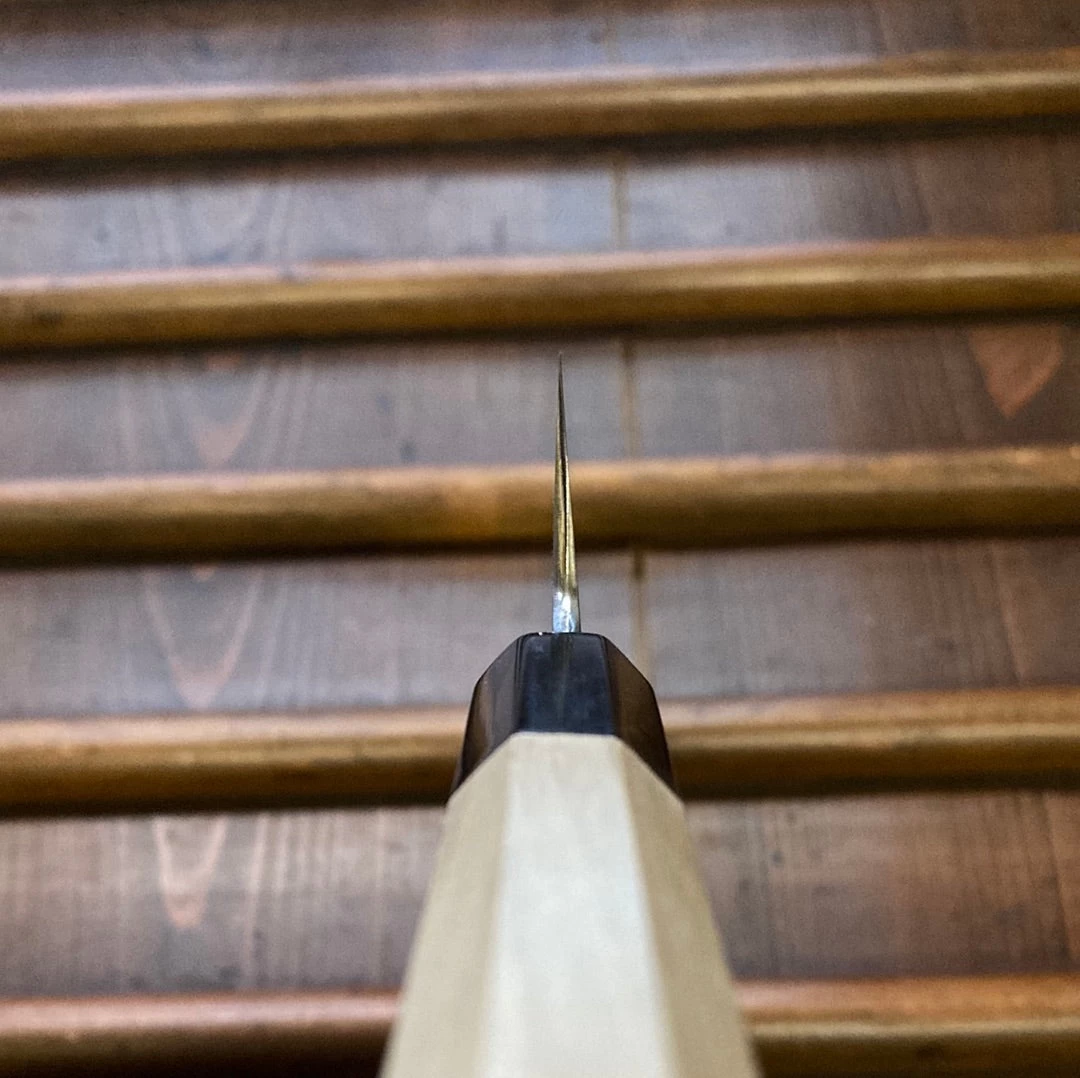 Sakai Kikumori X Bernal Cutlery Sori 240mm Kiritsuke Sujihiki Aogami 1 Suminagashi 11 Sakai Kikumori X Bernal Cutlery Sori 240mm Kiritsuke Sujihiki Aogami 1 Suminagashi - Image 9