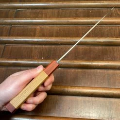 Tagai Sanjo 150mm Petty Migaki Stainless Clad Shirogami 2 Oak And Bubinga Handle -Knife shop image 996e1571 e52b 45eb 90d6 a7133c2cd269