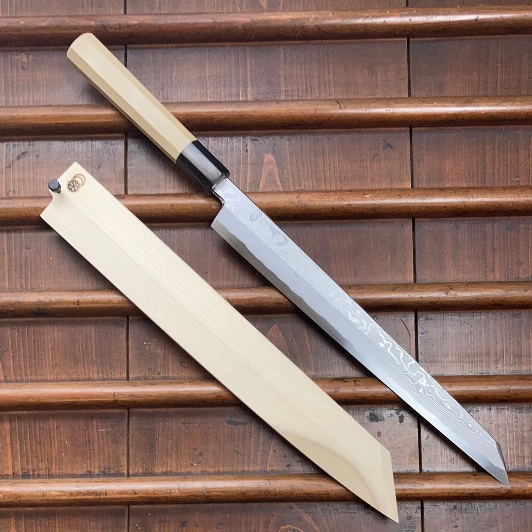 Sakai Kikumori Kikuzuki Uzu 300mm Kiritsuke Yanagi Aogami 1 With Saya 3 Sakai Kikumori Kikuzuki Uzu 300mm Kiritsuke Yanagi Aogami 1 With Saya