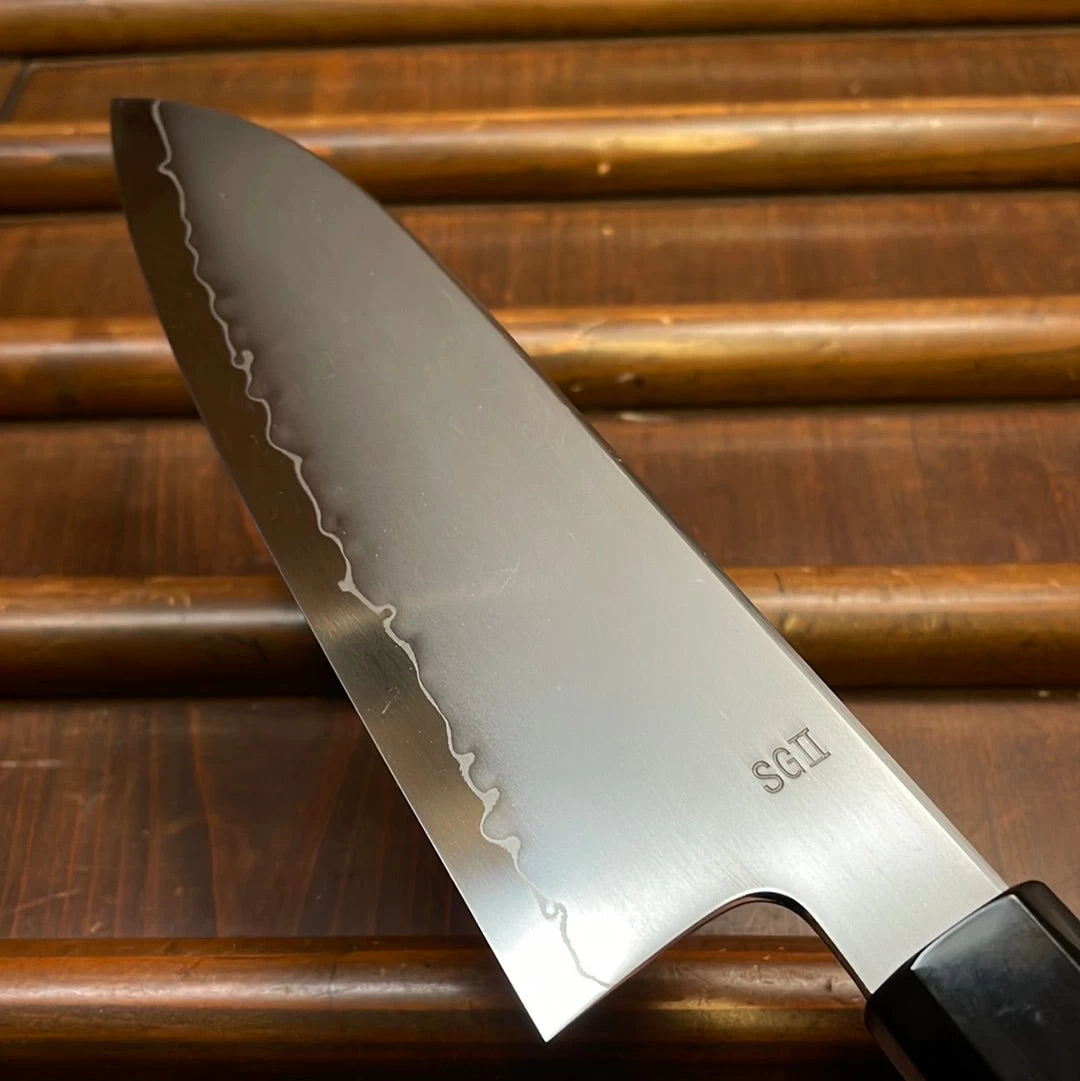 Myojin Naohito 180mm Santoku SG2 Stainless Kasumi Teak 7 Myojin Naohito 180mm Santoku SG2 Stainless Kasumi Teak - Image 5