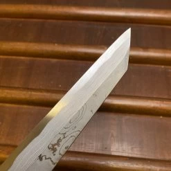 Seconds - Hitohira Tanaka Manzo 270mm LEFTY Kiritsuke Yanagi Aogami 1 Damascus Ebony With Saya -Knife shop image ab468f43 52eb 46b9 9462 8a898ea7f03f