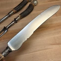 Vintage SL&S Sheffield Ltd Cutlers Carving Set Carbon Steel & Stag ~1900-1920 -Knife shop image aedc10f5 5cc9 4343 9b9a fbe1201052b2
