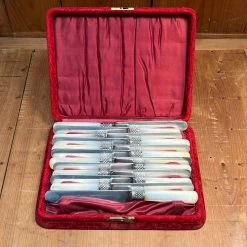 Vintage Landers Frary & Clark Set Of 12 Luncheon Knives Silverplate Carbon MOP In Box -Knife shop image afec116b 55ec 4179 9527 c0398daeb5d1
