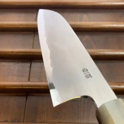 Hitohira Togashi 180mm Santoku Kasumi Stainless Clad Shirogami 1 Ebony Blonde Handle 14 Hitohira Togashi 180mm Santoku Kasumi Stainless Clad Shirogami 1 Ebony Blonde Handle -Knife shop image b0a6c012 efd5 4ce8 bd45 073b9e91168d