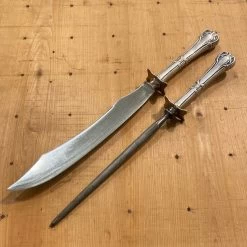 Vintage Keen Kutter Carving Knife & Steel Carbon Steel & Silverplate 1920’s?