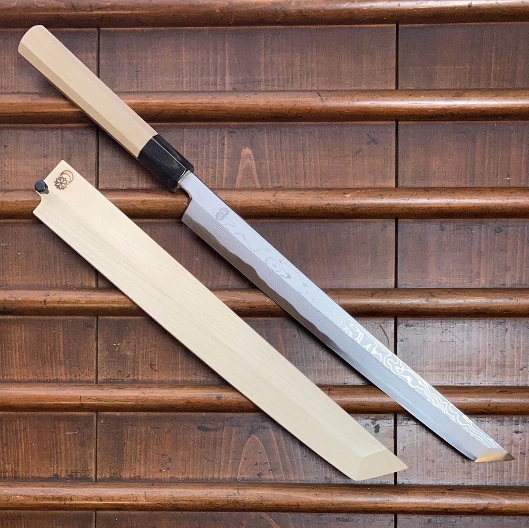 Sakai Kikumori Kikuzuki Uzu 300mm Sakimaru Takohiki Aogami 1 With Saya 3 Sakai Kikumori Kikuzuki Uzu 300mm Sakimaru Takohiki Aogami 1 With Saya