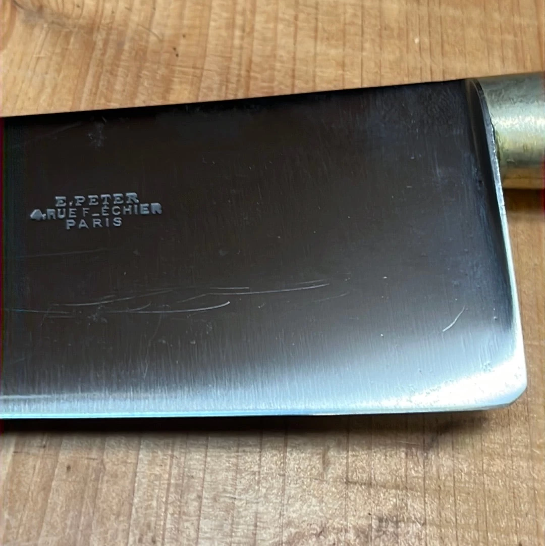 Vintage E. Peter Paris Nogent Style 10" Chef Carbon Steel Late 19th Early 20th C VGC 11 Vintage E. Peter Paris Nogent Style 10" Chef Carbon Steel Late 19th Early 20th C VGC - Image 9