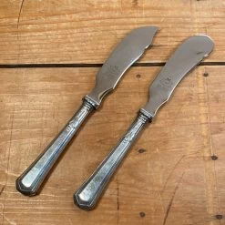 Vintage Eichenlaub Butter And Cheese Serving Knives Stainless & Silverplate ~1950's?