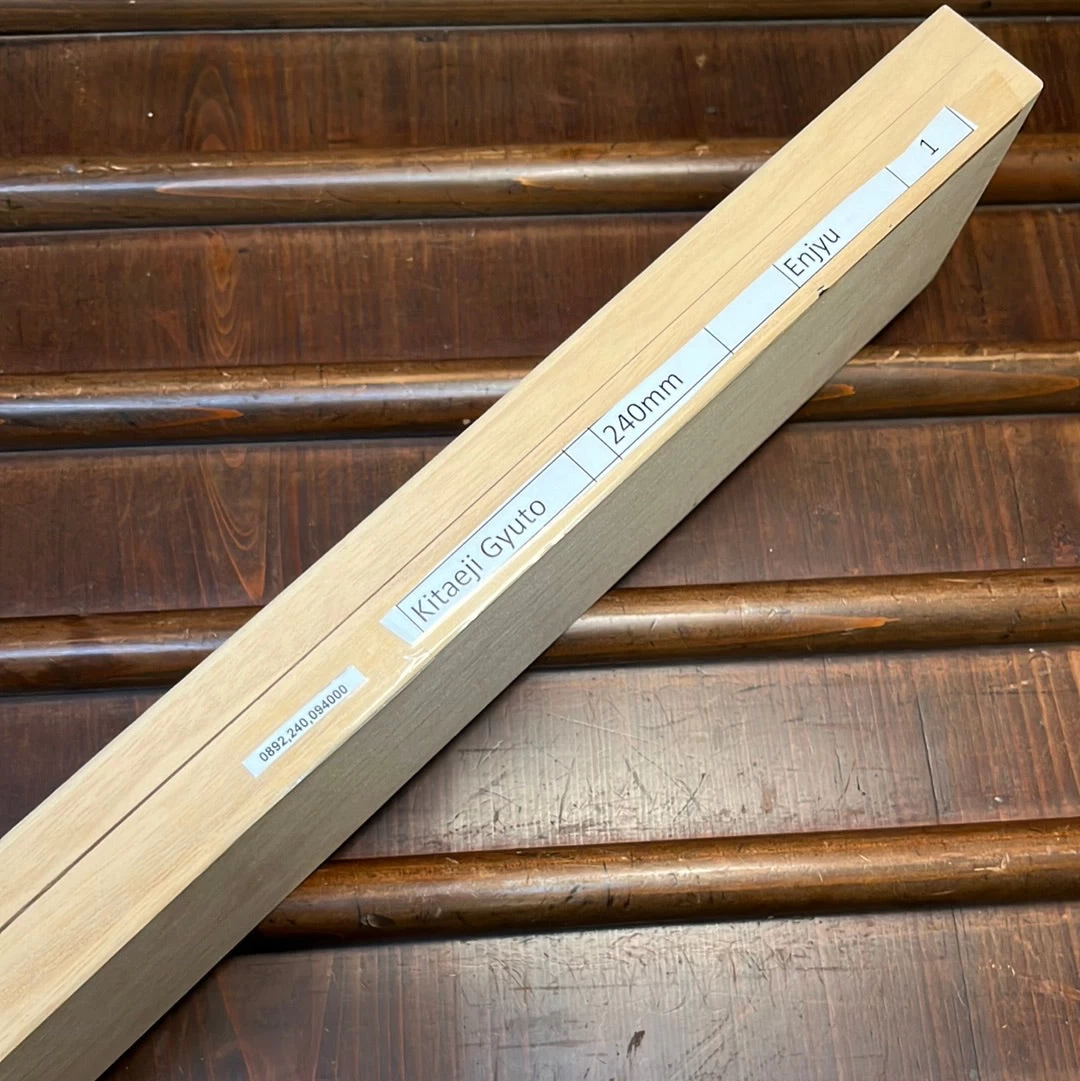 Tsukasa Hinoura 240mm Gyuto Shirogami Warikomi Kitaeji Suminagashi Double Horn Enju 12 Tsukasa Hinoura 240mm Gyuto Shirogami Warikomi Kitaeji Suminagashi Double Horn Enju - Image 10