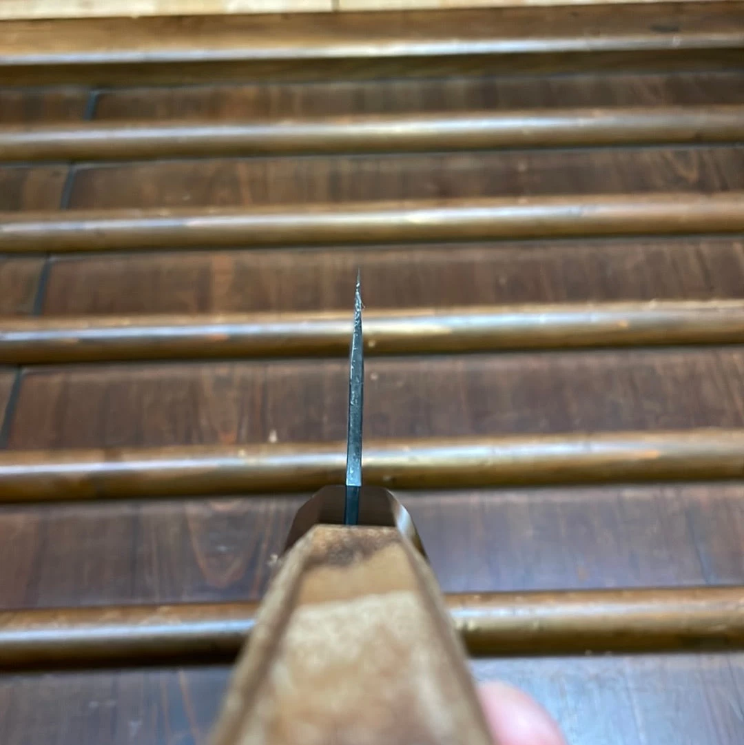 Kamo Shiro 210mm Gyuto AS Kurouchi Carbon 3 Layers Teak Horn 9 Kamo Shiro 210mm Gyuto AS Kurouchi Carbon 3 Layers Teak Horn - Image 7