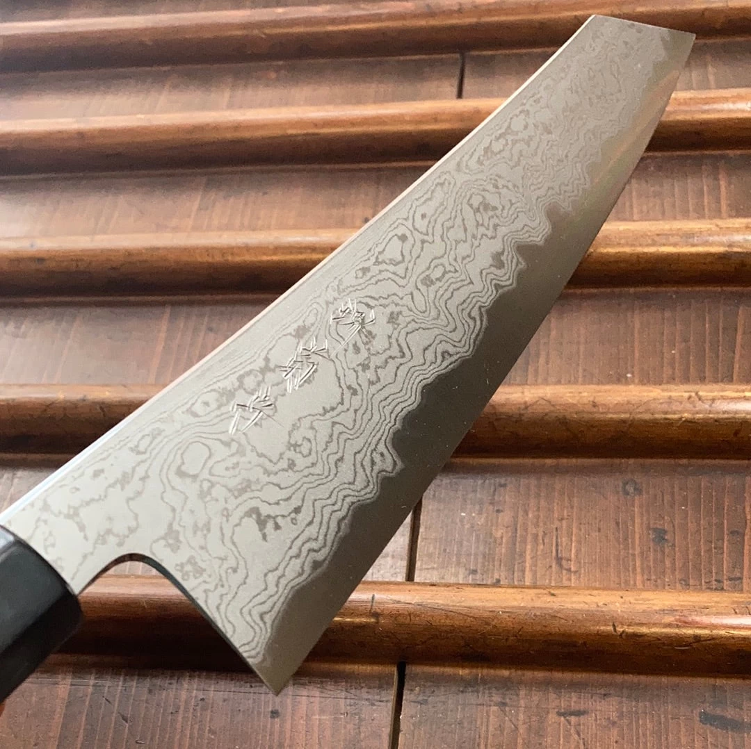 Sakai Kikumori X Bernal Cutlery Sori 255mm Kiritsuke Gyuto Aogami 1 Suminagashi 6 Sakai Kikumori X Bernal Cutlery Sori 255mm Kiritsuke Gyuto Aogami 1 Suminagashi - Image 4