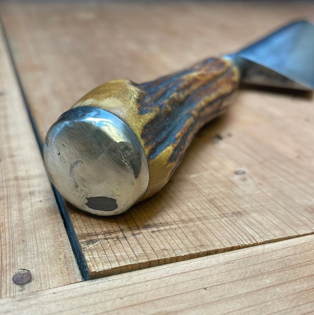 Vintage American Nogent Style 12" Chef Forged Carbon Steel Antler Re-Handle 7 Vintage American Nogent Style 12" Chef Forged Carbon Steel Antler Re-Handle - Image 5