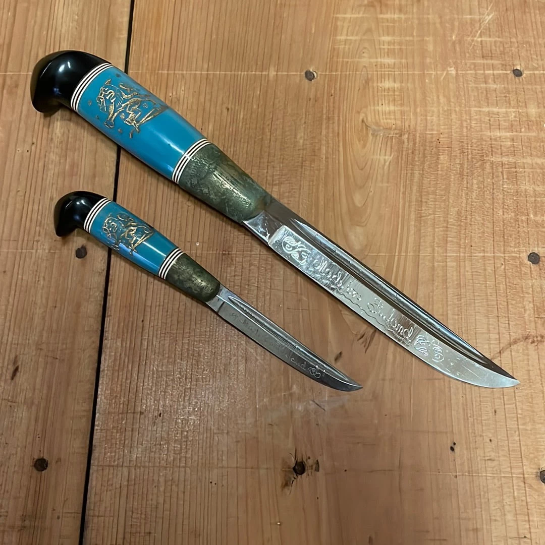 Luomanen & Kumpp Double Puukko Carbon Steel Galalite Minty 1922-45 4 Luomanen & Kumpp Double Puukko Carbon Steel Galalite Minty 1922-45 - Image 2