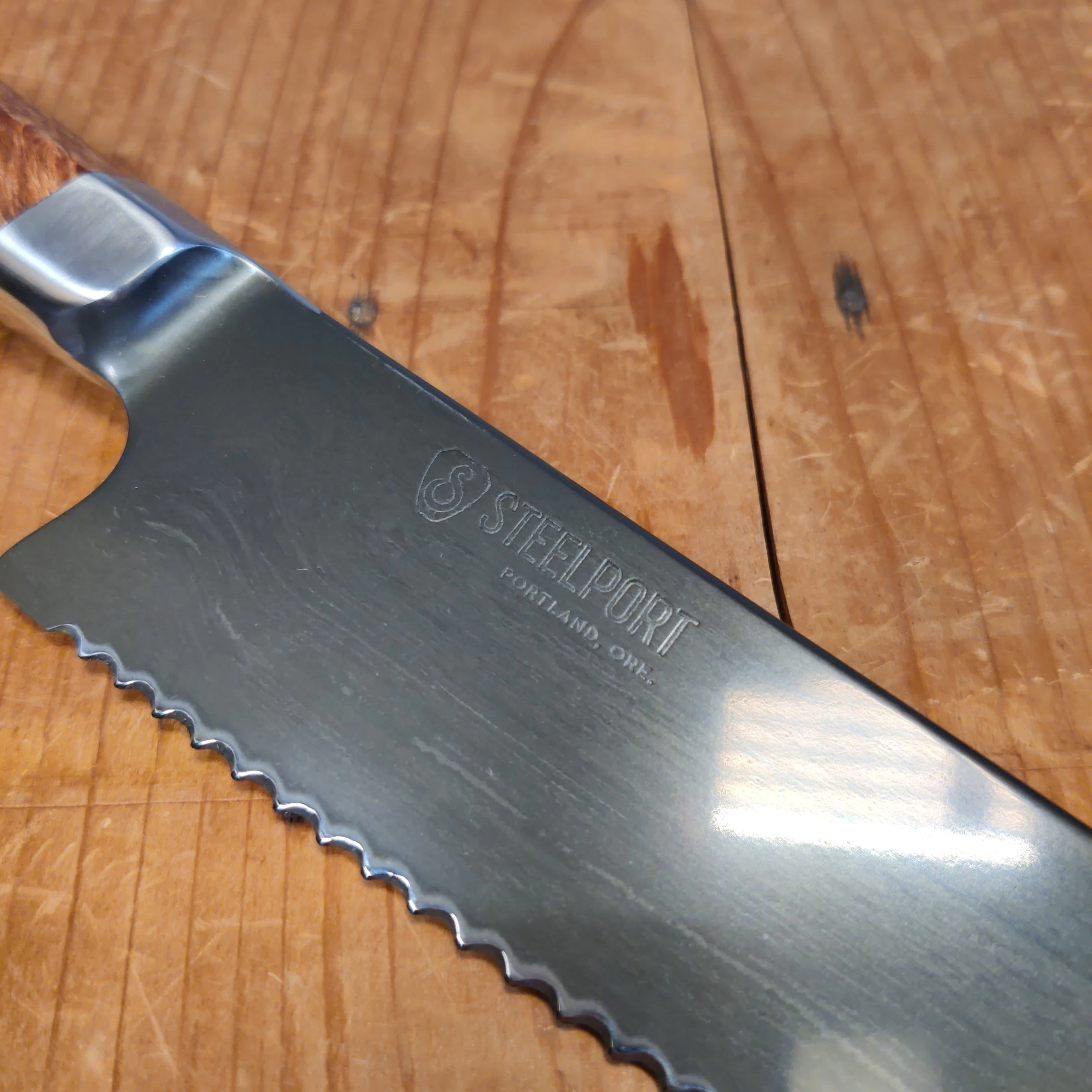 Steelport 10” Bread Knife 52100 Carbon Steel Stabilized Maple 5 Steelport 10” Bread Knife 52100 Carbon Steel Stabilized Maple - Image 3