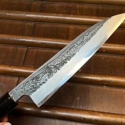 Tsukasa Hinoura 150mm Petty Shirogami Warikomi Kitaeji Suminagashi Burnt Chestnut Horn -Knife shop image c8e06020 f5ae 4e8d 9e86 7fef11c64f82