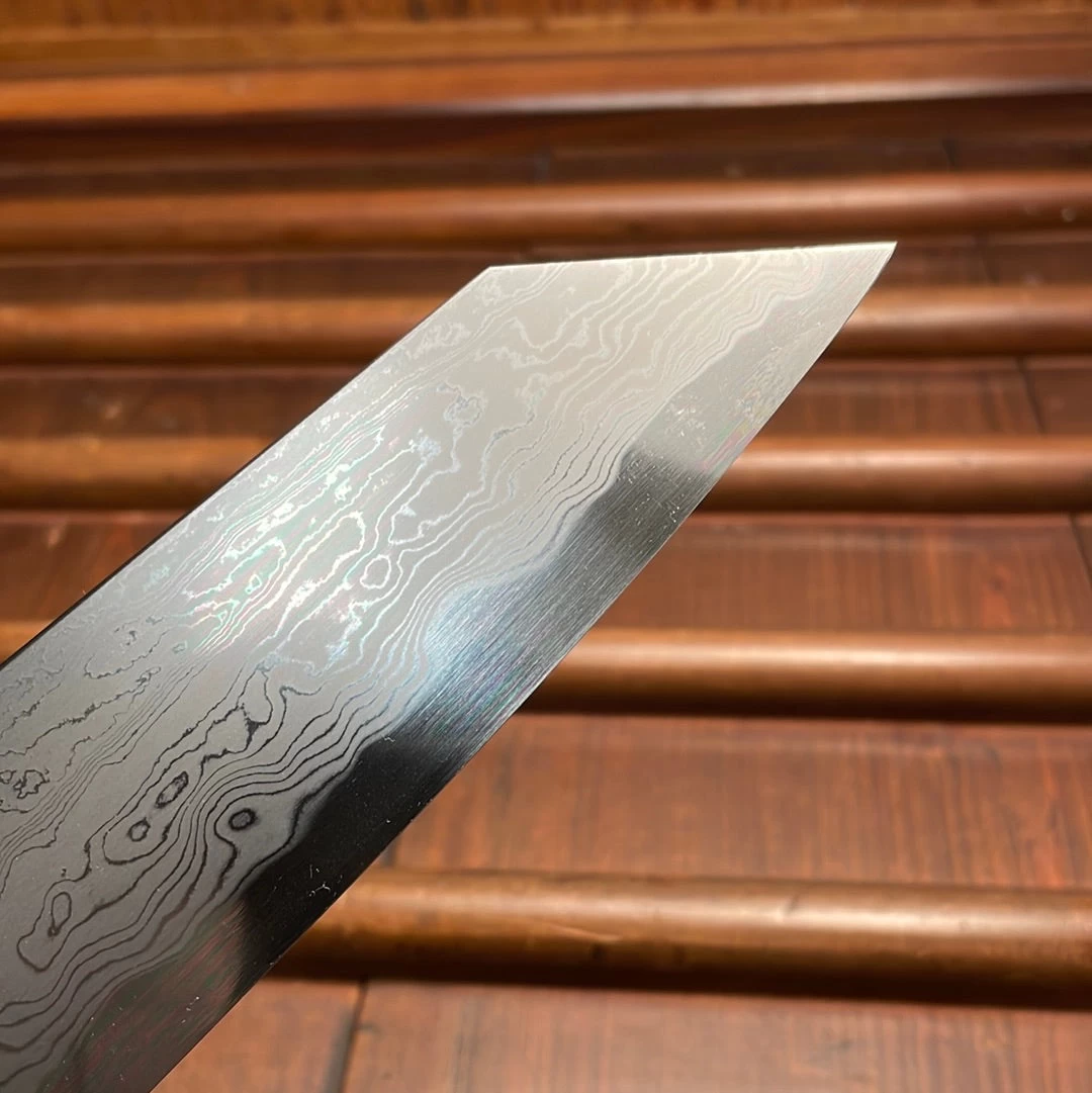 Nakagawa 240mm Kiritsuke Gyuto Aogami 1 Damascus Ebony Blond 8 Nakagawa 240mm Kiritsuke Gyuto Aogami 1 Damascus Ebony Blond - Image 6