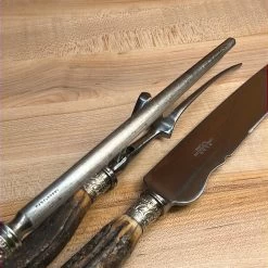 Vintage SL&S Sheffield Ltd Cutlers Carving Set Carbon Steel & Stag ~1900-1920 -Knife shop image d1bac0cb 4c8f 4a4b a10b 7dcdfe6d20d8