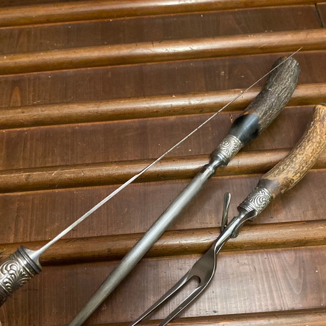 Vintage American Cutlery Co 3pc Carving Set Carbon Steel Stag C1900-1920 9 Vintage American Cutlery Co 3pc Carving Set Carbon Steel Stag C1900-1920 - Image 7