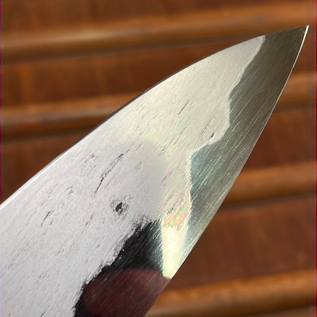 Tetsujin Hamono 210mm Gyuto Aogami 2 Wrought Iron Blonde Ebony 8 Tetsujin Hamono 210mm Gyuto Aogami 2 Wrought Iron Blonde Ebony - Image 6
