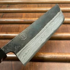 Kumokage 165mm Nakiri Aogami 2 Kurouchi Carbon Damascus Oct Teak Horn -Knife shop image dd7c87a0 61c2 4c38 85e3 4a073e63a979