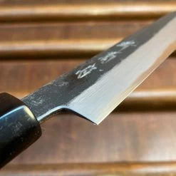 Sakai Kikumori Nakagawa 150mm Petty Aogami 1 Kurouchi Burnt Chestnut W/ Saya -Knife shop image e97cbd7e 8734 456b 8f23 d5b52fa0f1bf