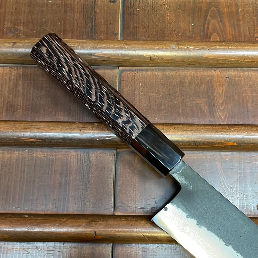 Hatsukokoro Shinkiro 210mm Gyuto Aogami Super Nihei Damascus Kurouchi Wenge 4 Hatsukokoro Shinkiro 210mm Gyuto Aogami Super Nihei Damascus Kurouchi Wenge - Image 2