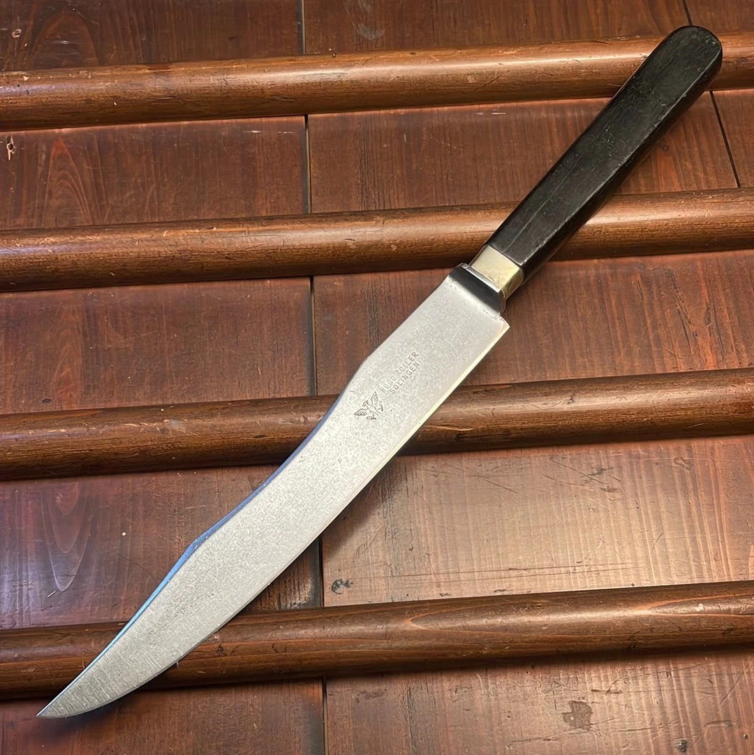 Vintage Hugo Koller 7.5" Carving Knife Carbon Steel Ebony From Solingen Germany 1861-1890's(?) 3 Vintage Hugo Koller 7.5" Carving Knife Carbon Steel Ebony From Solingen Germany 1861-1890's(?)