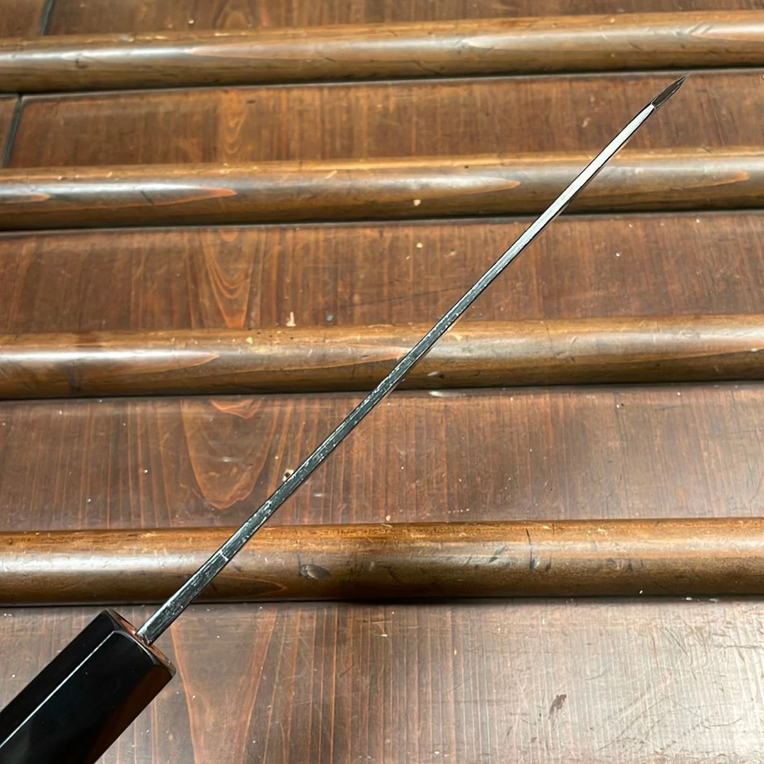 Kumokage 180mm Bunka Aogami 2 Kurouchi Carbon Damascus Oct Teak Horn 9 Kumokage 180mm Bunka Aogami 2 Kurouchi Carbon Damascus Oct Teak Horn - Image 7