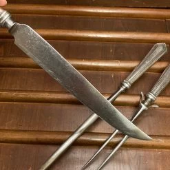 Vintage Unmarked 3pc Carving Set Carbon Steel Sterling Handles USA 1890’s-1920’s? -Knife shop image edb8fc3f f7b6 4737 aa93 c43f03de1b13