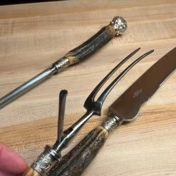 Vintage SL&S Sheffield Ltd Cutlers Carving Set Carbon Steel & Stag ~1900-1920 -Knife shop image edd9f7b1 a0a5 4790 8256 8f829ee85241