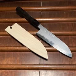 Sakai Kikumori So-Ten 180mm Santoku Aogami Super With Saya